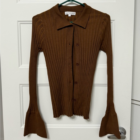 All The Ways Brandy Button Front Sweater - Picture 1 of 3